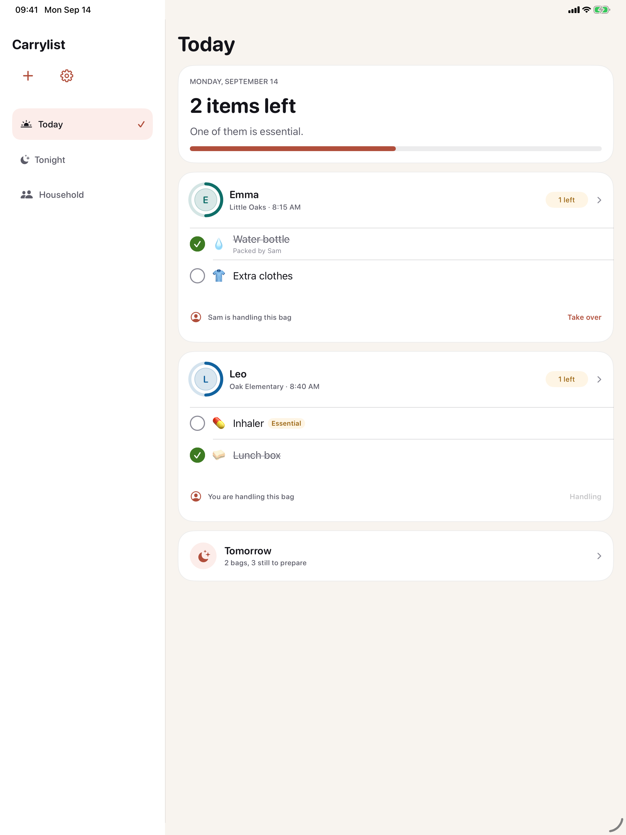 Carrylist on iPad